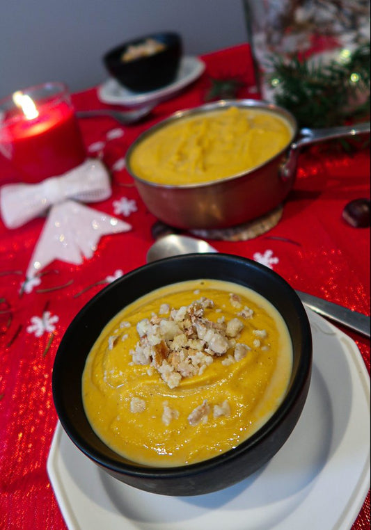 Velouté potimarron et châtaignes