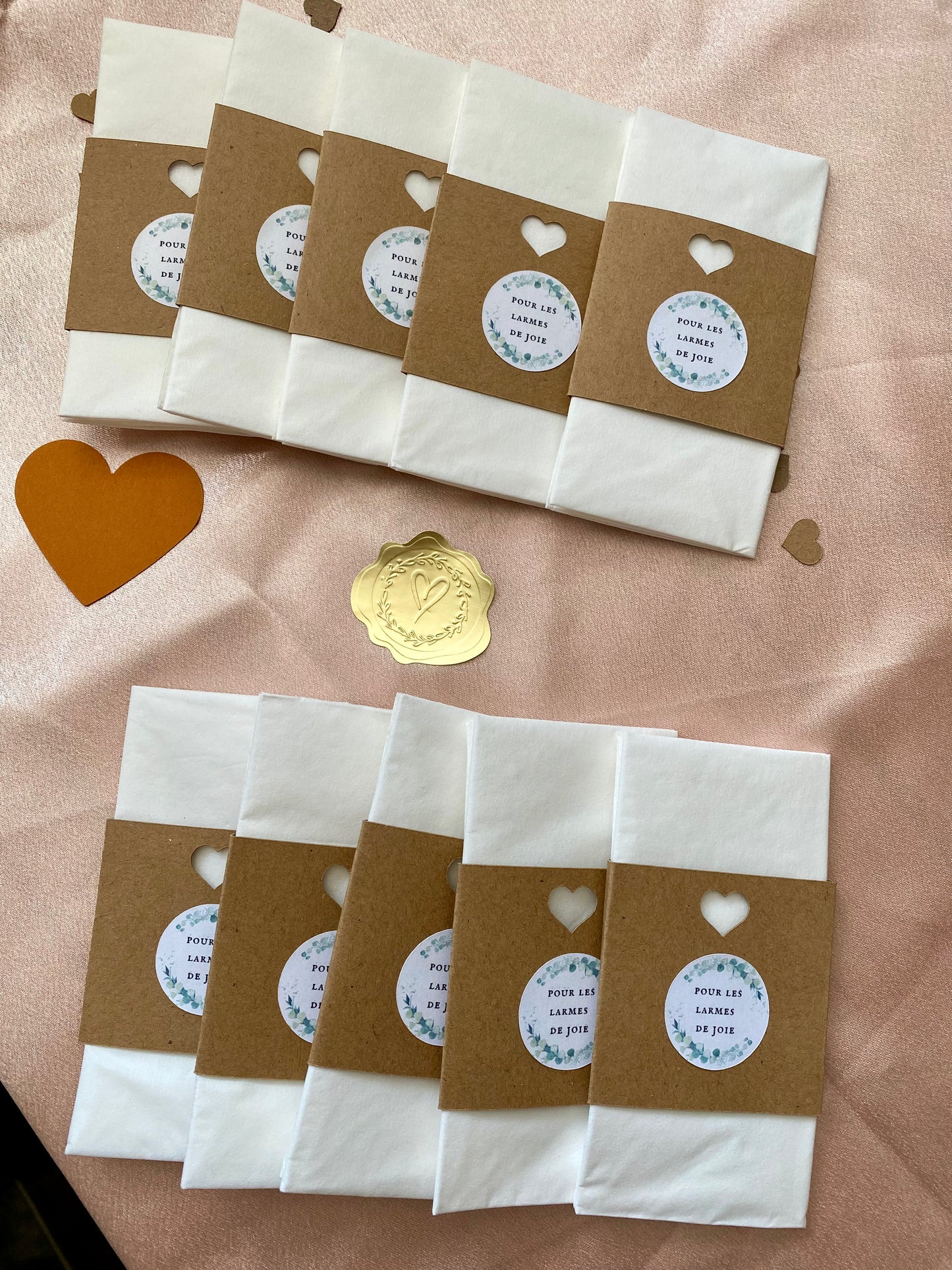 Pochettes et stickers "Larmes de joie" + Mouchoirs