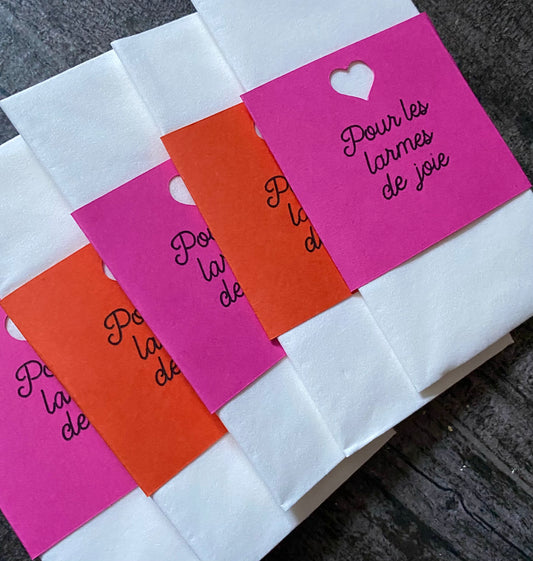 Pochettes Orange & Fuschia + Mouchoirs « Larme de joie »