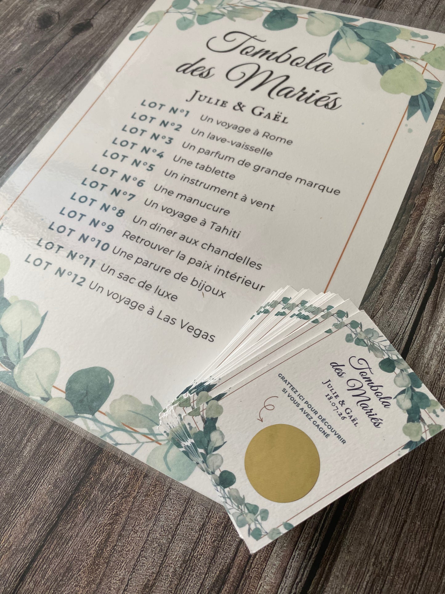 Tombola des Mariées - Thème sauge et chic