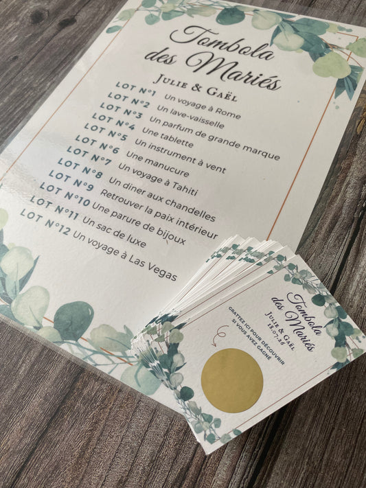 Tombola des Mariées - Thème sauge et chic