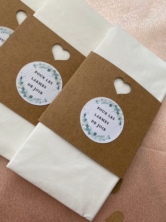 Pochettes et stickers "Larmes de joie" + Mouchoirs
